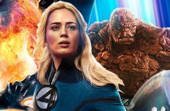 Джон Красински и Эмили Блант на постере «Фантастической четверки» от фаната